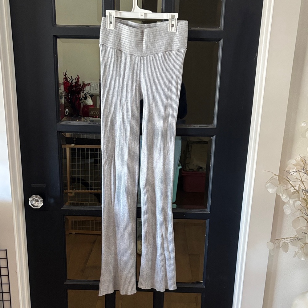 Stradivarius Grey Knit Flare Pants